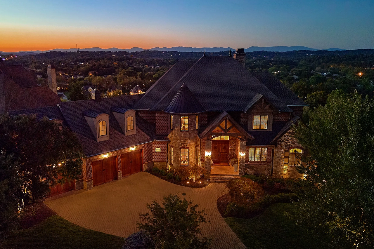 Front Exterior by Drone at Night